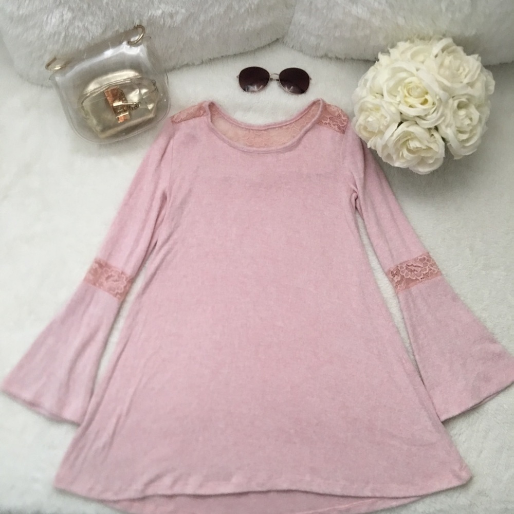 NEW FINAL PRICE Girls Pink Bell Sleeve Dress